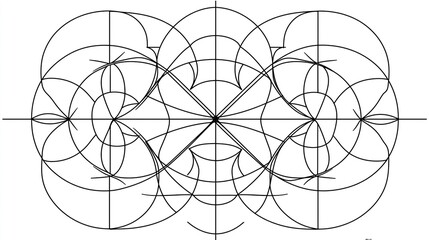 Curved black lines creating an abstract flower petal design