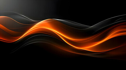 Abstract Orange and Black Waves Flowing Design