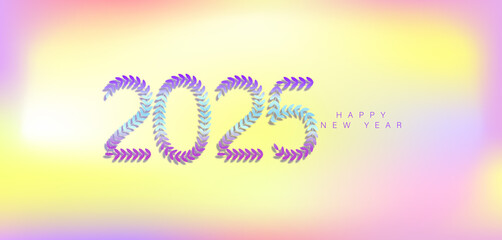 A beautiful and lively design for New Year 2025, showcasing an array of colors and festive motifs to convey happiness