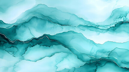 Abstract Art: Liquid Watercolor, Teal and White, Swirling, Flowing, Artistic Expression
