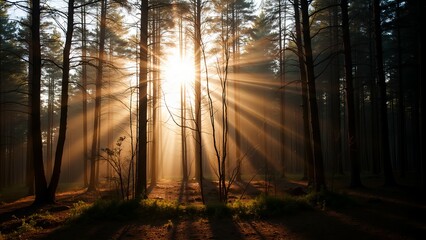 Obraz premium Sunlight shining through the trees