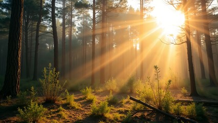 Sunlight shining through the trees