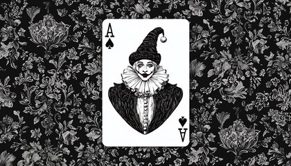 Ace of Spades playing card design, white isolate background