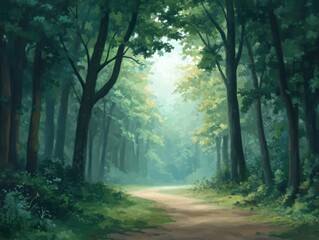 Fototapeta premium Soft Light Filtering Through a Quiet Forest Path