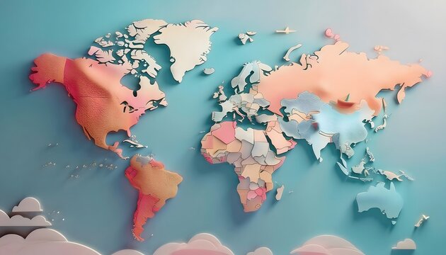 Environmental Impact Concept - Digital map of the world with tropical zones showing weather conditions.