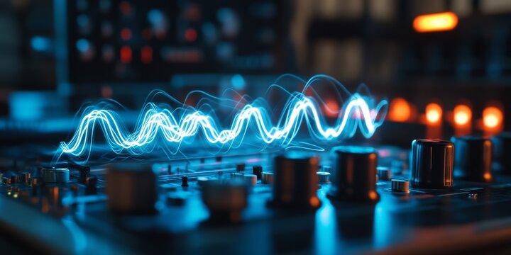 an induction coil generating current, with changing magnetic flux and induced EMF visible on an oscilloscope.