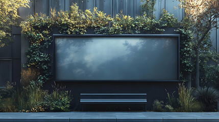 Blank Billboard Ad Space with Bench in Urban Landscape
