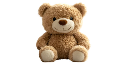 A brown teddy bear sits against a solid black background, showcasing its soft fur and charming expression.
