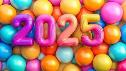 Fototapeta premium 3D Font of text 2025 for new year 