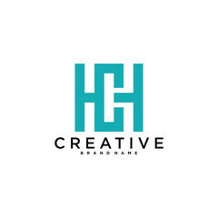 CH or HC letter logo design. Creative C H letter icon. Premium Vector