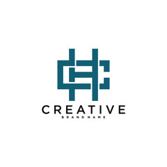 Fototapeta premium CH or HC letter logo design. Creative C H letter icon. Premium Vector