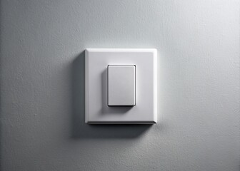 A close-up shot of a white rocker switch on a modern wall, with a subtle shadow effect, isolated on a clean gray background.