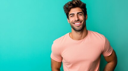 Fototapeta premium Confident Young Man Smiling with Stylish Casual Look