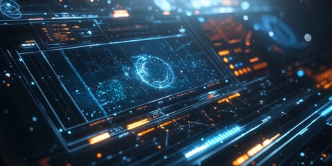 Fototapeta premium a futuristic space dashboard featuring holographic displays, advanced telemetry, and interactive star charts.