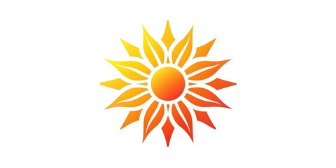 A minimalist logo featuring a stylized sun symbol with clean lines and bold colors, radiating energy and warmth, perfect for a modern brand identity.