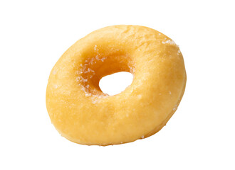 Front view of brown sugar glazed cinnamon donut isolated with clipping path in png file format