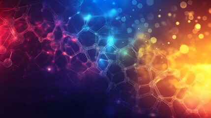 Obraz premium Abstract Molecular Structure with Vibrant Colors and Bokeh Lights
