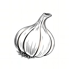 a drawing of a garlic bulb on a white background.