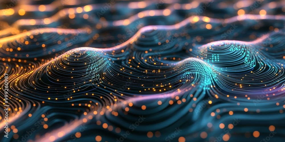 Aufkleber neural network layers displayed on a screen, forming complex patterns as part of advanced deep learning technology.