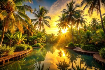 Golden Light Envelops Tropical Haven