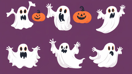 Halloween characters horror vector set design. Halloween character like grim reaper, ghost, pumpkin and Frankenstein.