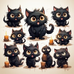 Fototapeta premium Adorable little black cat dressed up as the iconic movie By Generated AI