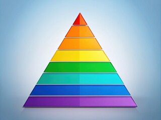 Colorful illustration of a hierarchical pyramid on paper, showcasing human needs from basic physiological to self-actualization, in a minimalist and modern educational setting.