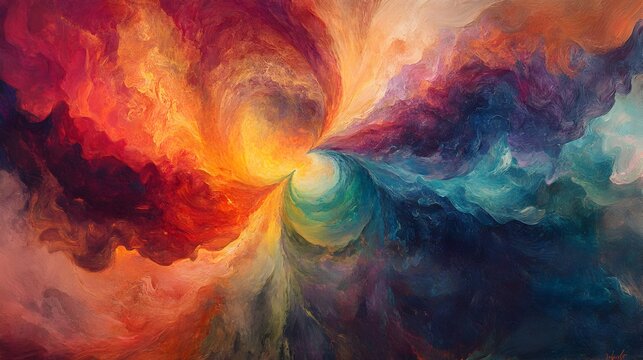 Vibrant and Dreamlike Abstract Landscape of Swirling Colors and Fantastical Shapes Evoking a Sense of Creativity and Imagination
