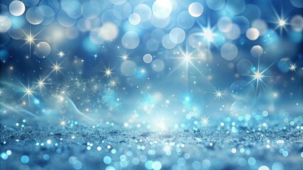A sparkling blue backdrop with scattered stars and bokeh lights, perfect for festive celebrations and magical designs.
