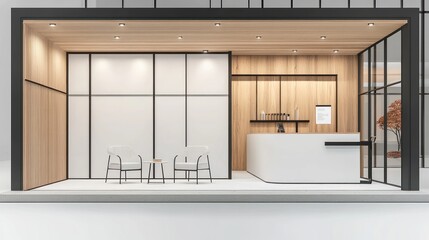 A booth mockup design with customizable elements for branding.