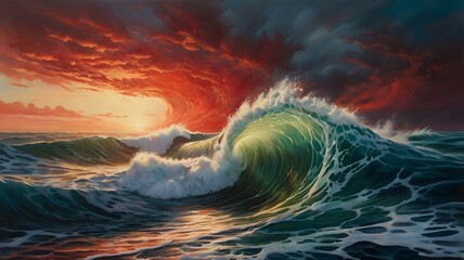 A stromy sea waves vector illustration.