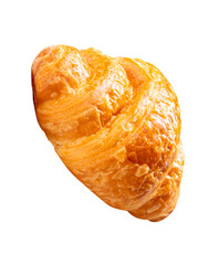 Top view of brown croissant isolated in png file format