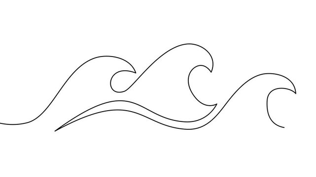 ocean Sea wave one line drawing art continuous line	