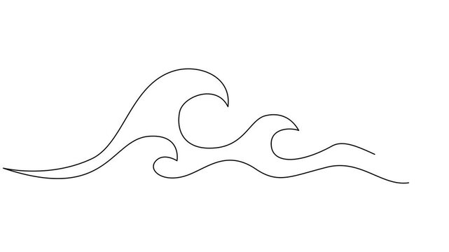 ocean Sea wave one line drawing art continuous line	