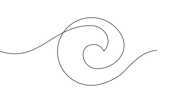 ocean Sea wave one line drawing art continuous line	