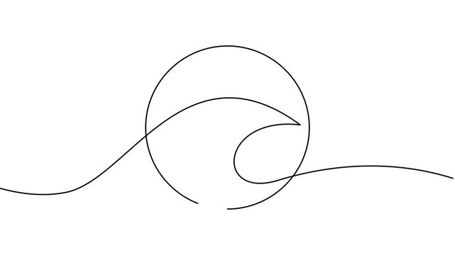 ocean Sea wave one line drawing art continuous line	