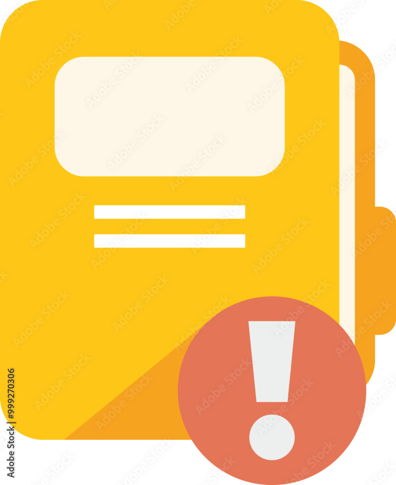 Poster yellow notebook with an exclamation mark is showing an important message