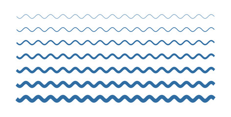 set of horizontal wiggly lines pattern in different wavelength