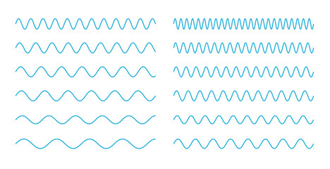 abstract blue zigzag wavy lines pattern in set