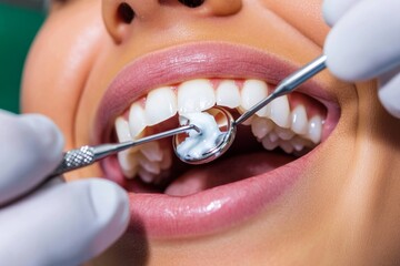 Dental professional polishing a patientâ€™s teeth, with a rotating tool and toothpaste, ensuring the patientâ€™s smile is clean and bright