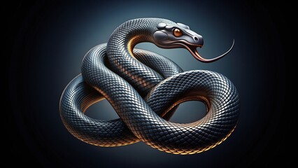 Obraz premium Sleek, coiled snake forms the shape of a stylized company logo, blending deadly precision with corporate sophistication against a dark, moody, gradient background.