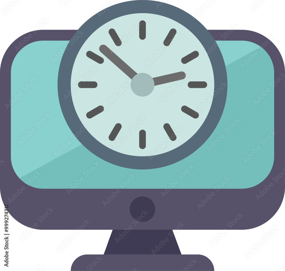 Poster clock displaying on a computer screen representing the concept of time management