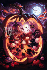 Obraz premium Cute Happy Halloween Background Design for Cards and Poster