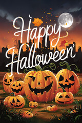 Cute Happy Halloween Background Design for Cards and Poster