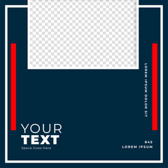 trendy and flat social media promo background with blank frame