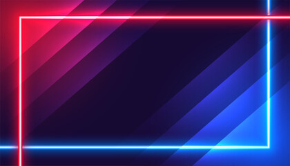 neon style shiny geometric frame wallpaper with empty space