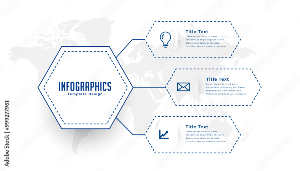 Poster 3 step infographic success chart template with world map design