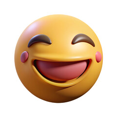 Fototapeta premium Bliss emoji with a smile 3d cartoon style illustration