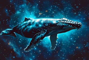 Naklejka premium whale in space