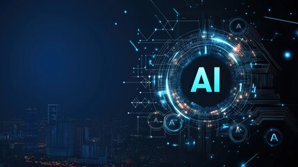 AI text written on a digital background 